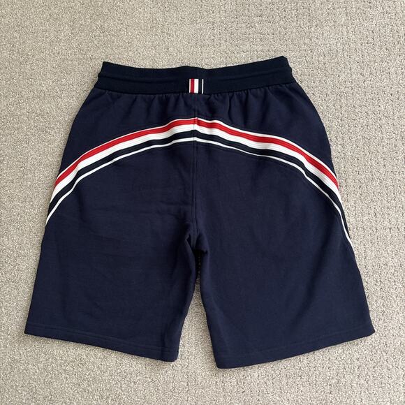 NWT Thom Browne Blue Stripe Logo Sweat Shorts Jogger Men's Sz 2 Made In Japan - Picture 11 of 11